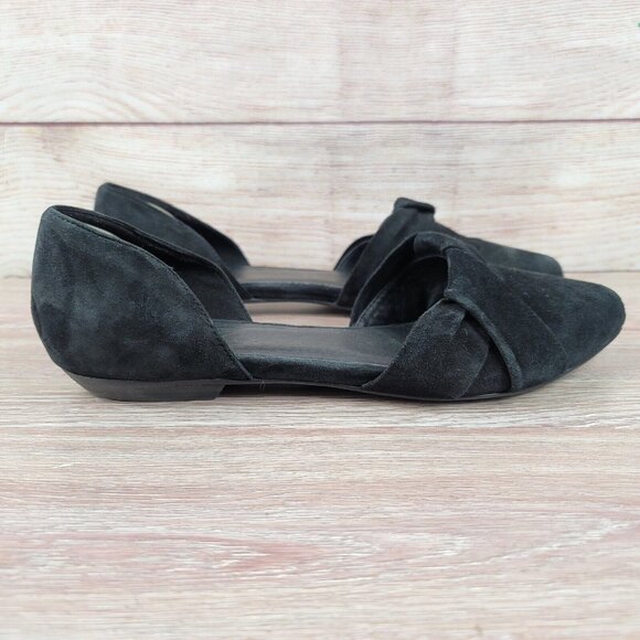 Eileen Fisher Fuller Black Suede Flats Women's Size 10 Pointed-Toe D'Orsay Shoes - Picture 2 of 7